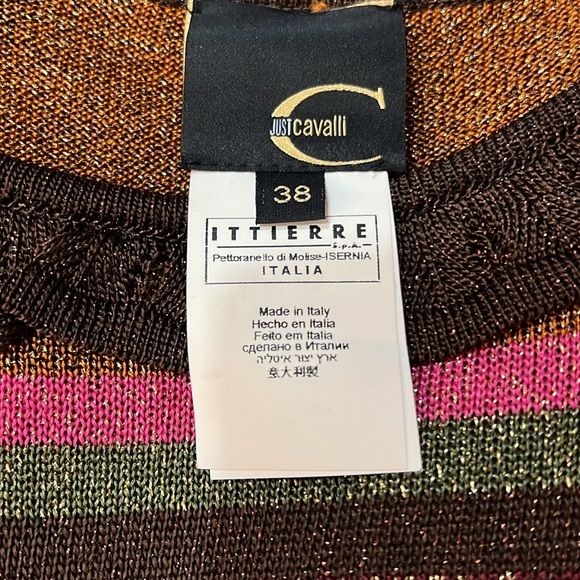 EUC Women’s JUST CAVALLI Long Sleeve Striped Metallic Bodycon Dress - Picture 10 of 12